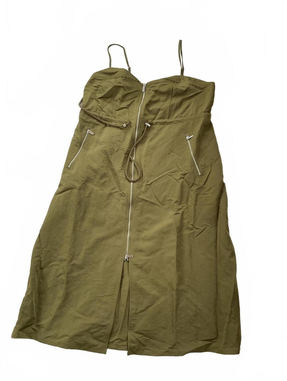 NWT Future Collective Olive Green Sleeveless Midi Dress with Front Zipper - Picture 5 of 7